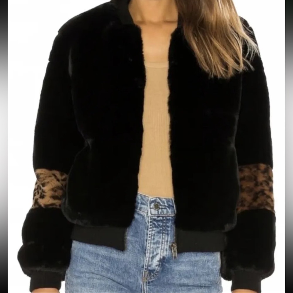 APPARIS Faux Fur Bomber Jacket Women’s Coat Ayesha Style Leopard Band